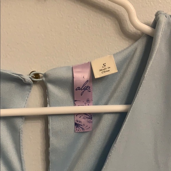 Ayla Sky Blue Dress with Lace Bell Sleeves - Picture 3 of 5